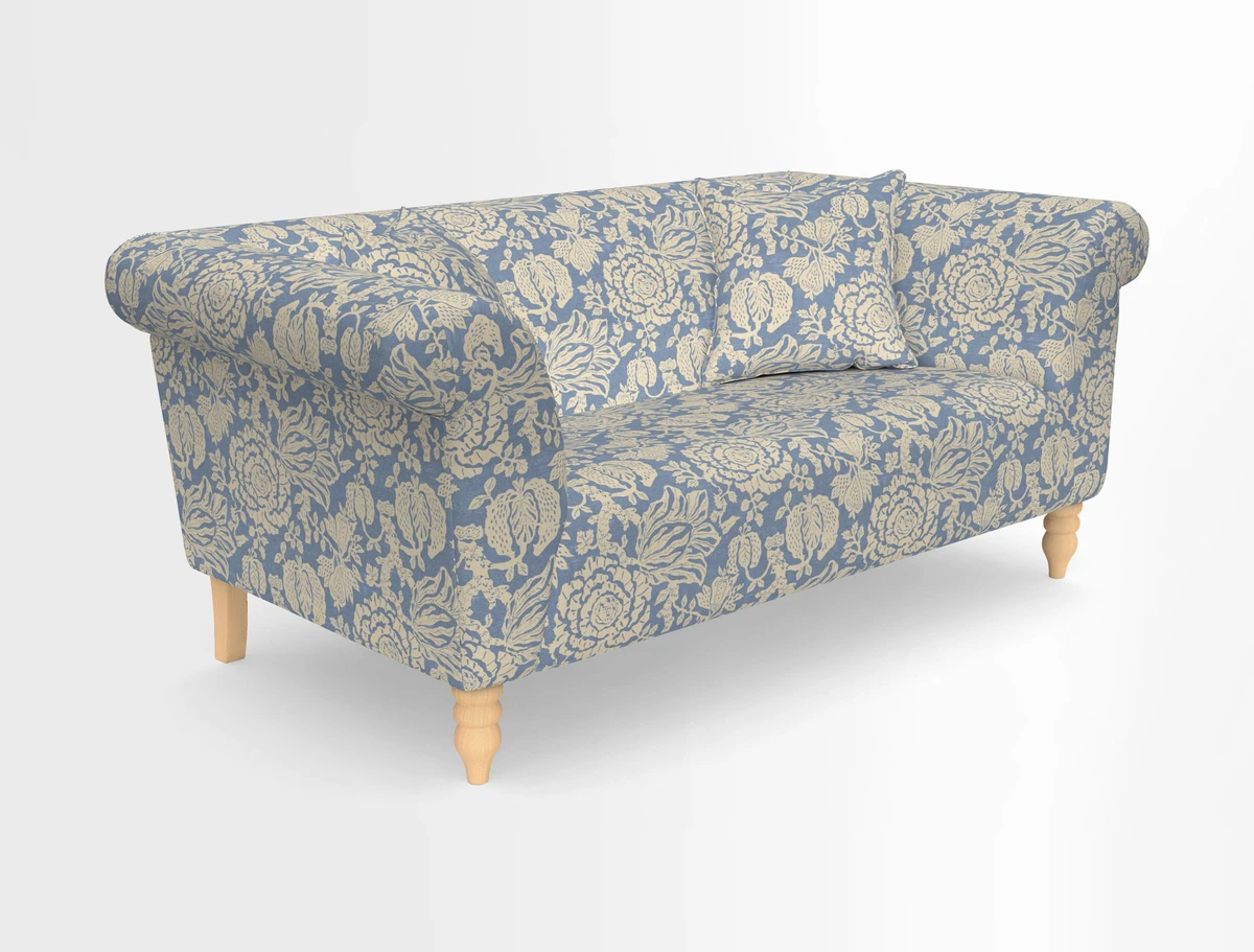Exbury 3-seater sofa in Frond Stripe Large Storm with scatters in Frond All Over