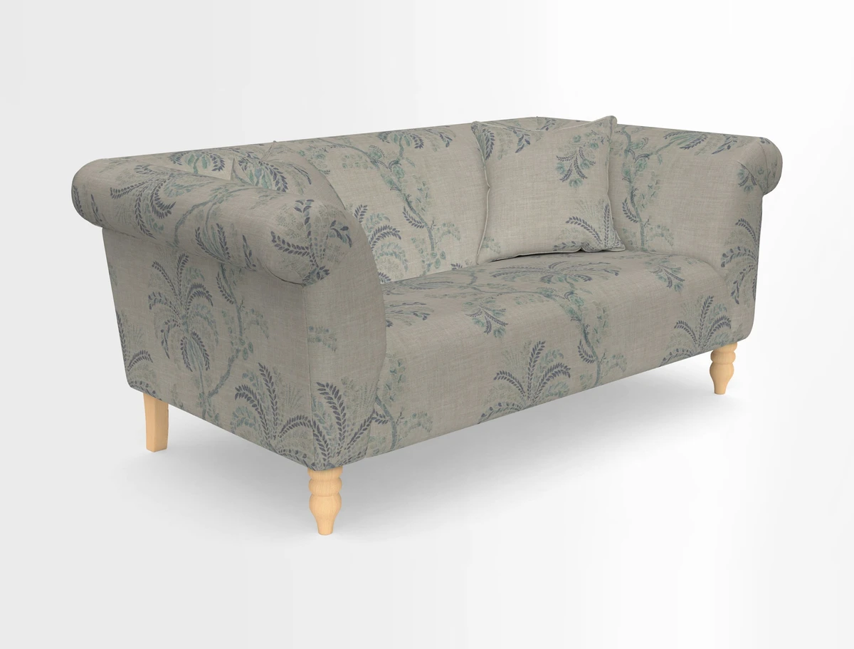 Exbury 3-seater sofa in Frond Stripe Large Storm with scatters in Frond All Over