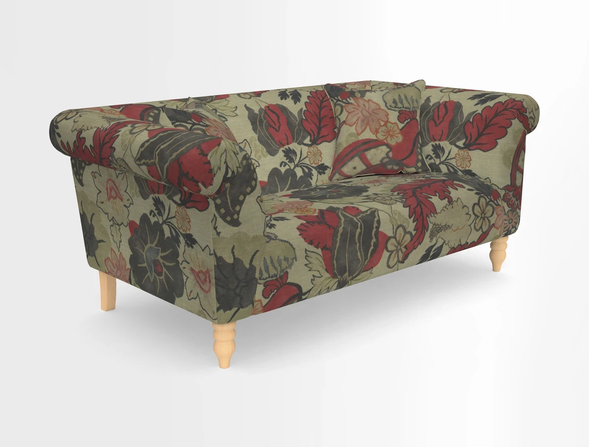 Exbury 3-seater sofa in Frond Stripe Large Storm with scatters in Frond All Over