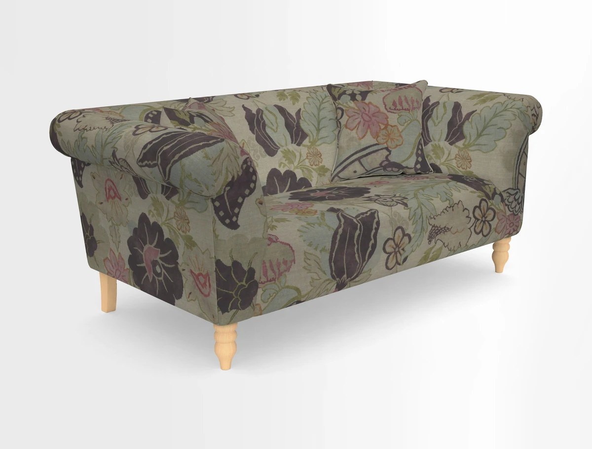 Exbury 3-seater sofa in Frond Stripe Large Storm with scatters in Frond All Over
