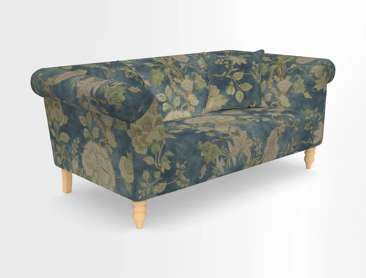 Exbury 3-seater sofa in Frond Stripe Large Storm with scatters in Frond All Over