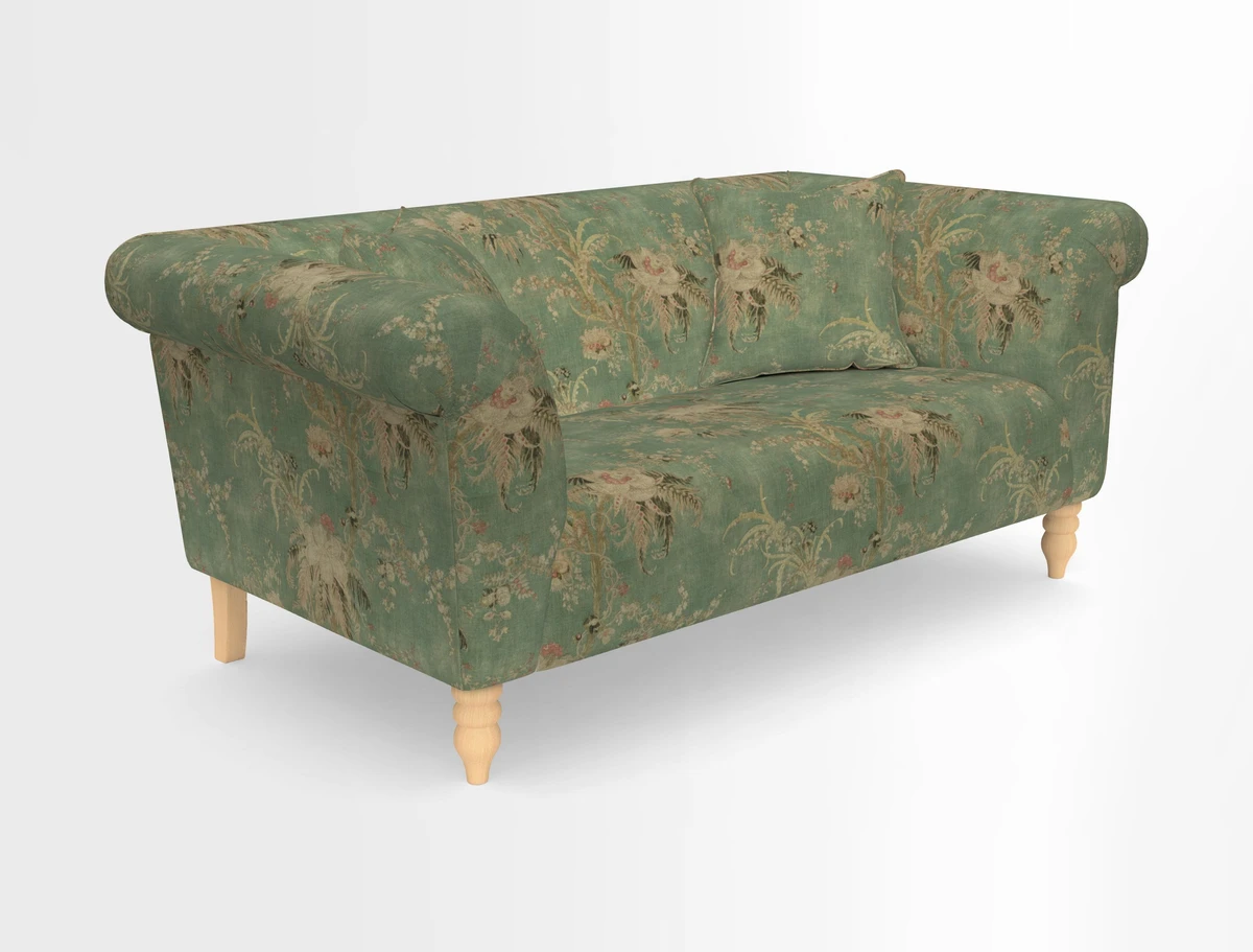 Exbury 3-seater sofa in Frond Stripe Large Storm with scatters in Frond All Over