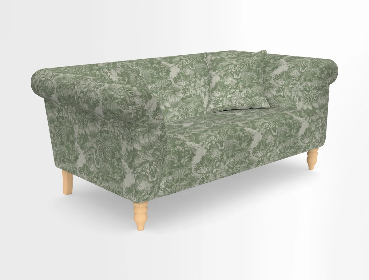 Exbury 3-seater sofa in Frond Stripe Large Storm with scatters in Frond All Over