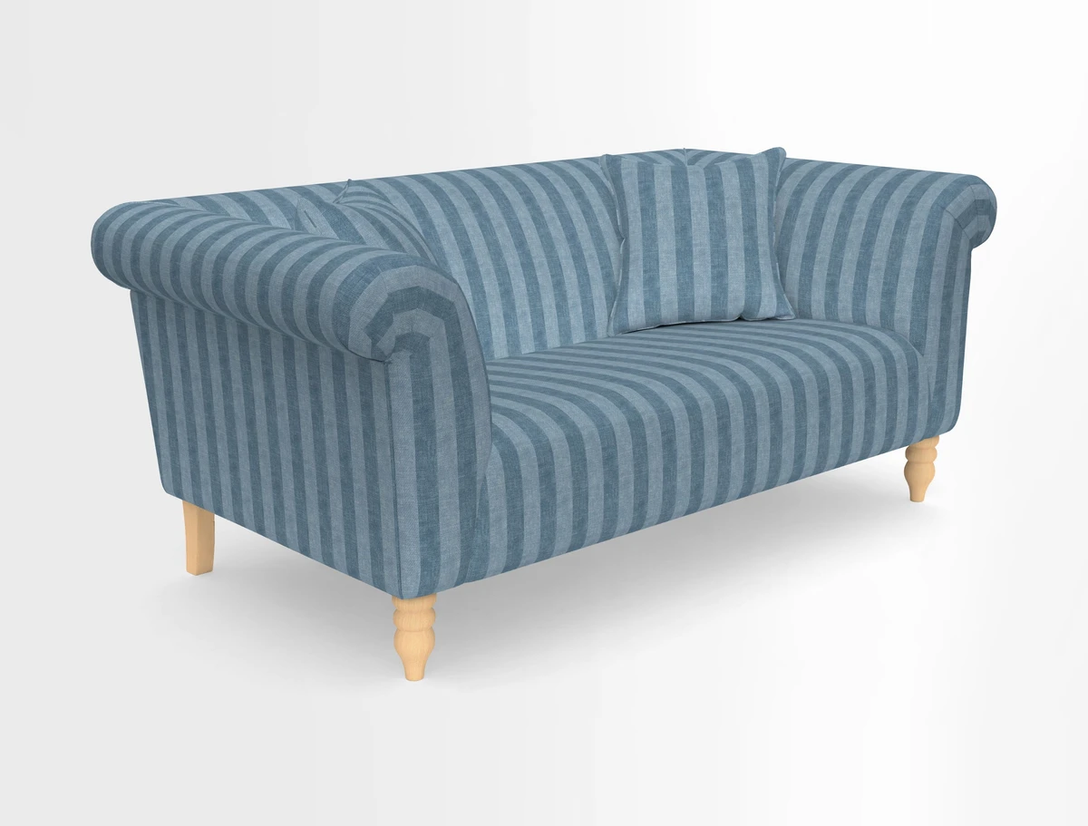 Exbury 3-seater sofa in Frond Stripe Large Storm with scatters in Frond All Over
