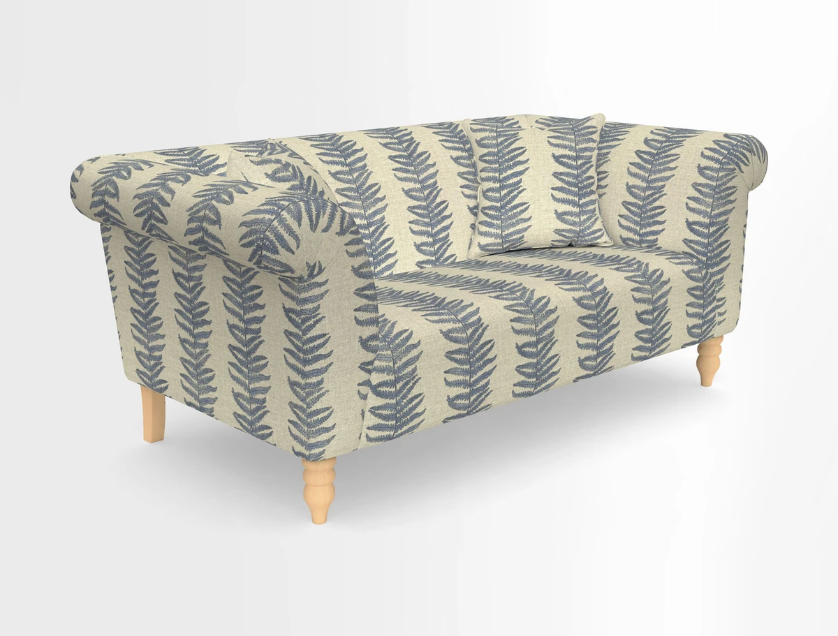 Exbury 3-seater sofa in Frond Stripe Large Storm with scatters in Frond All Over