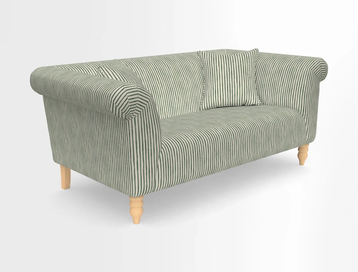 Exbury 3-seater sofa in Frond Stripe Large Storm with scatters in Frond All Over