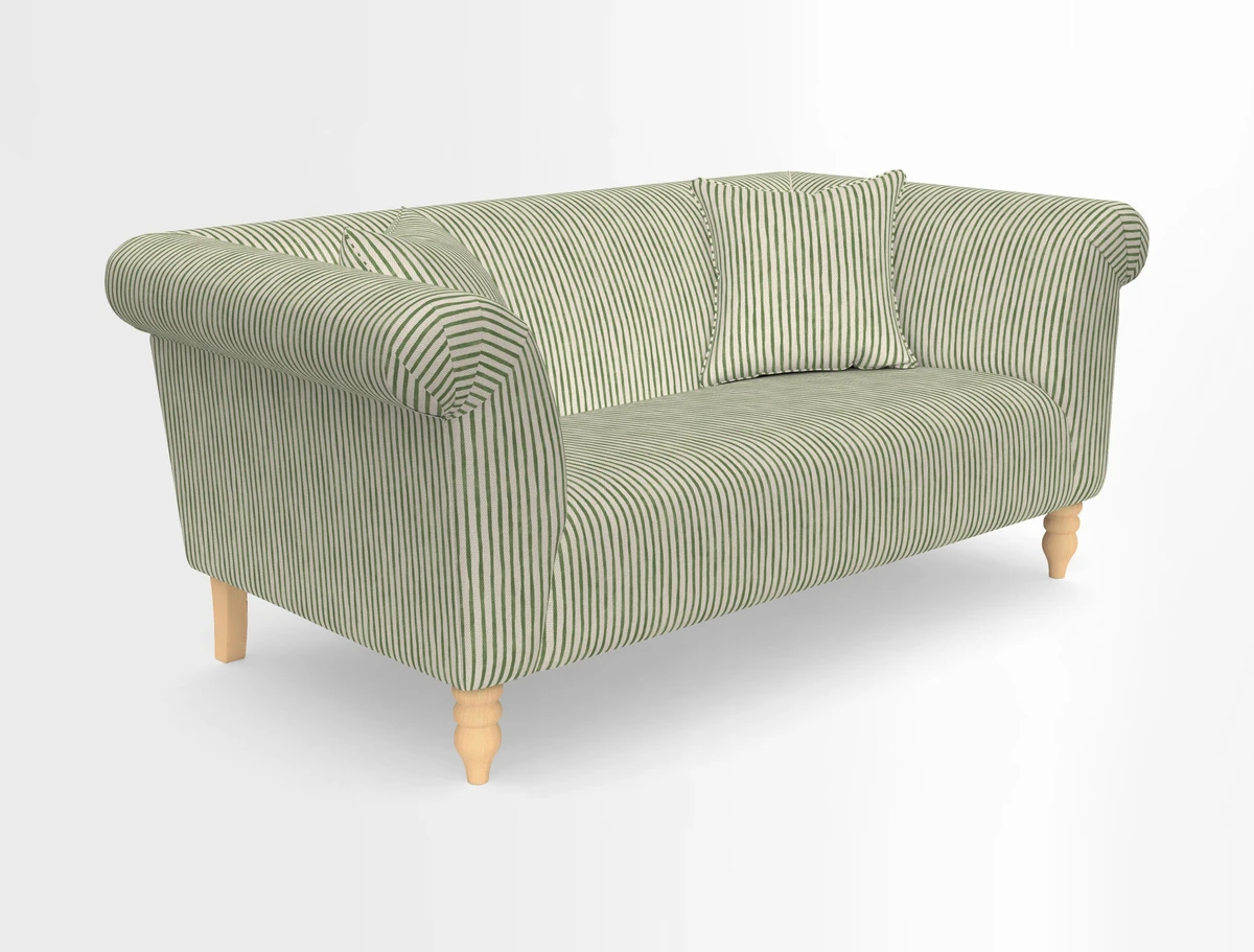 Exbury 3-seater sofa in Frond Stripe Large Storm with scatters in Frond All Over
