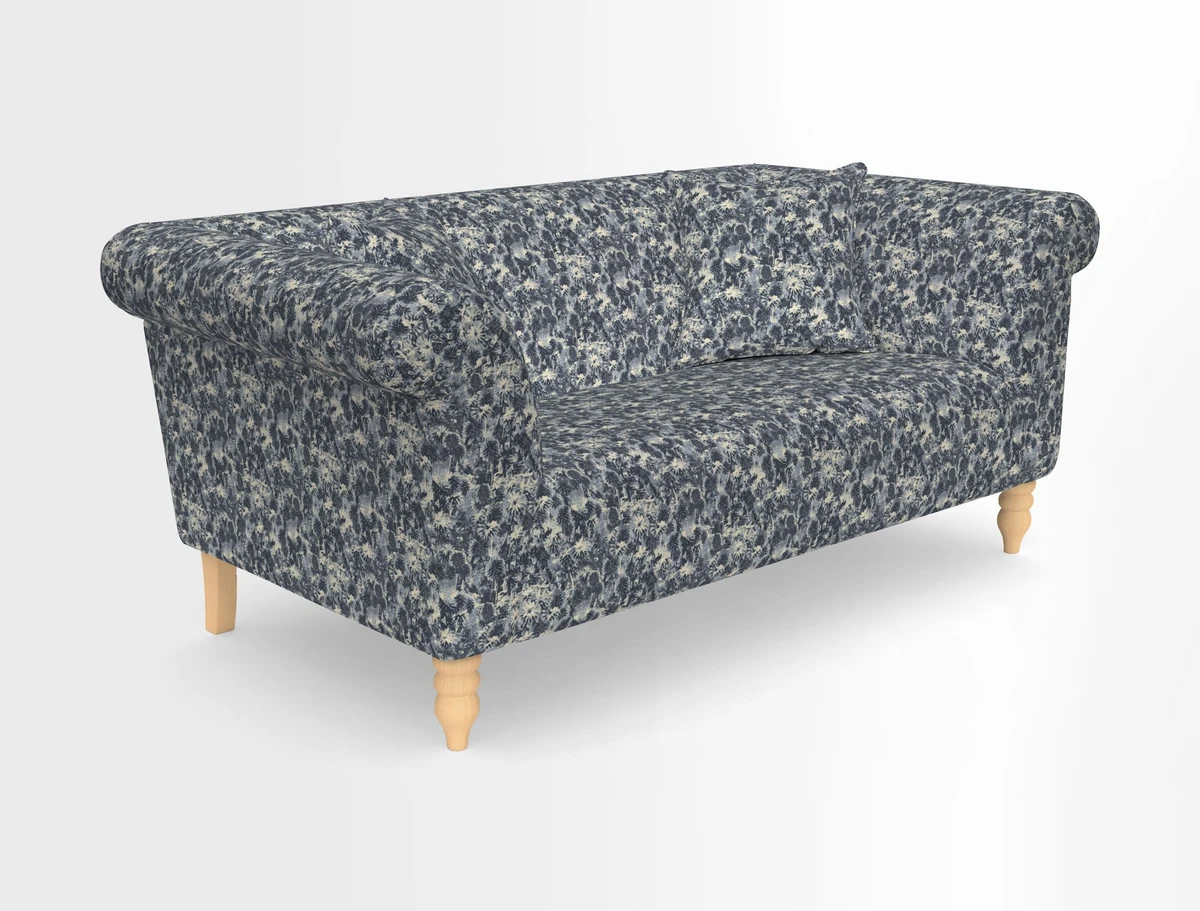 Exbury 3-seater sofa in Frond Stripe Large Storm with scatters in Frond All Over