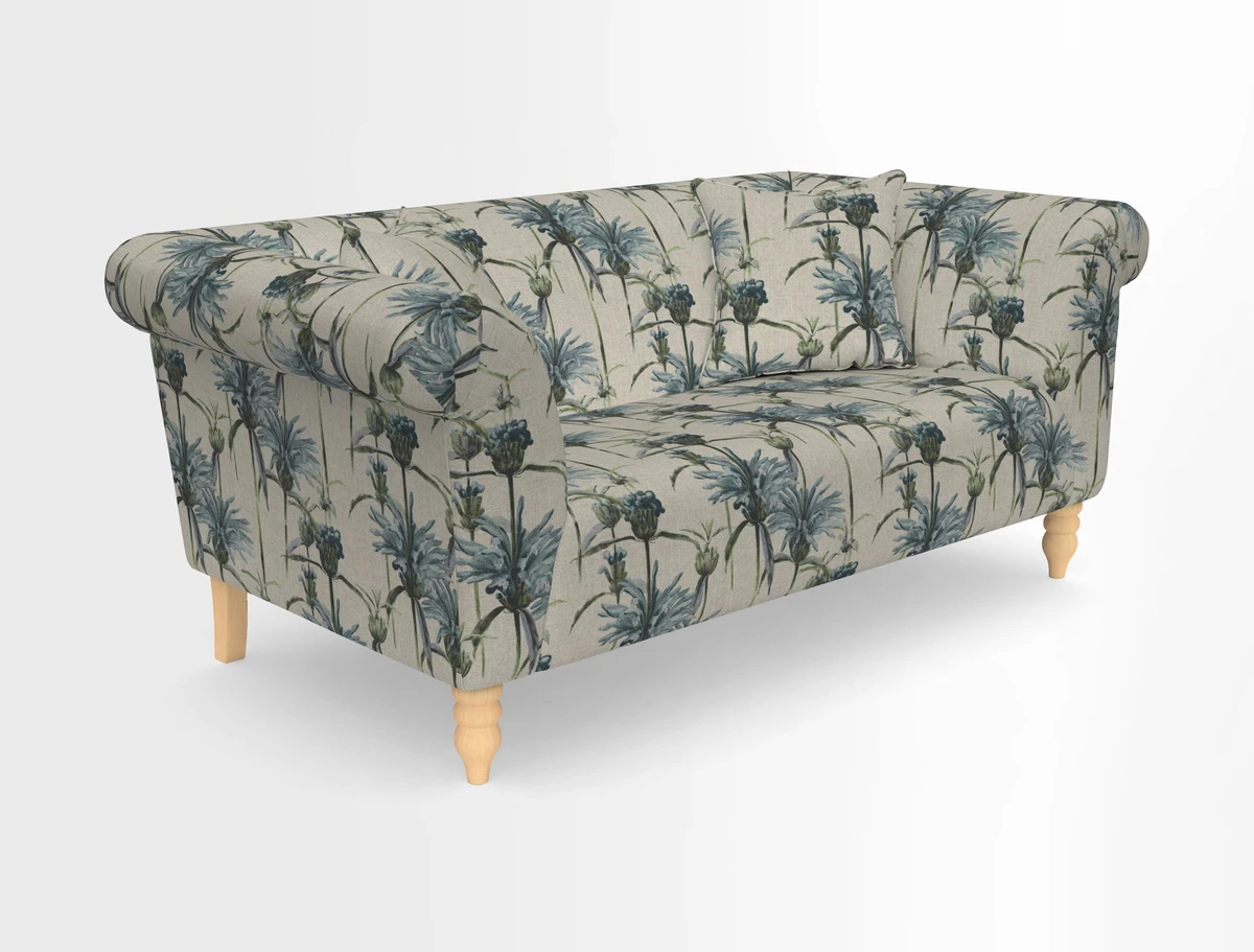 Exbury 3-seater sofa in Frond Stripe Large Storm with scatters in Frond All Over