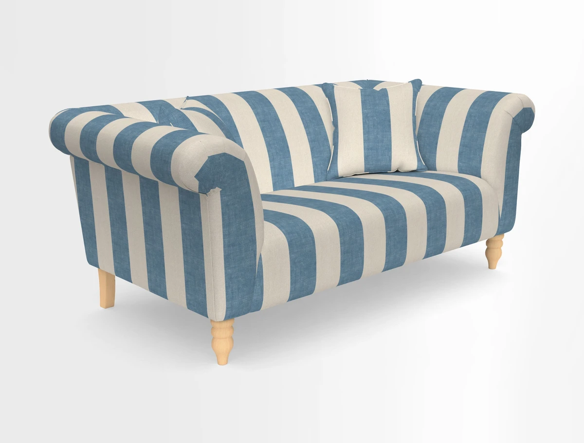 Exbury 3-seater sofa in Frond Stripe Large Storm with scatters in Frond All Over