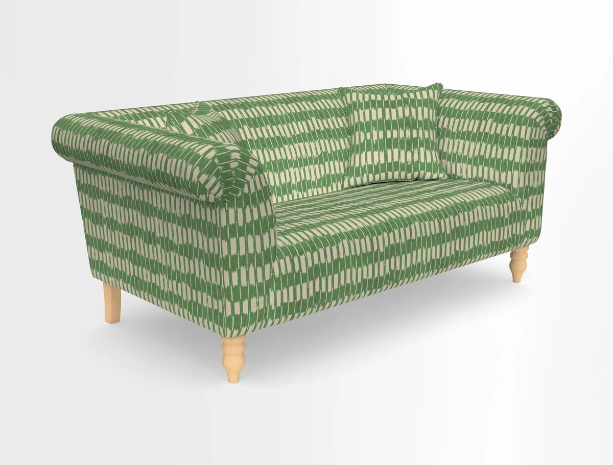 Exbury 3-seater sofa in Frond Stripe Large Storm with scatters in Frond All Over