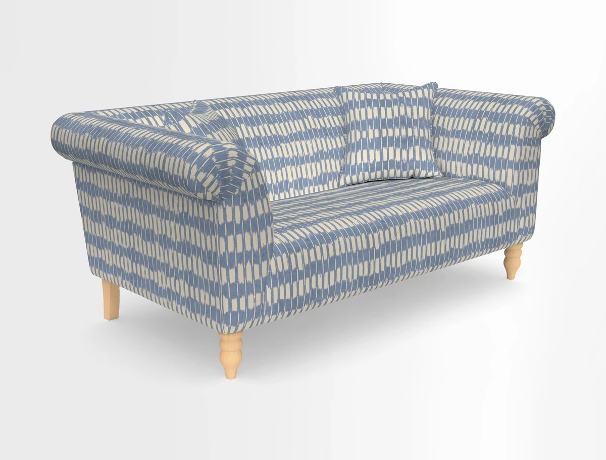 Exbury 3-seater sofa in Frond Stripe Large Storm with scatters in Frond All Over