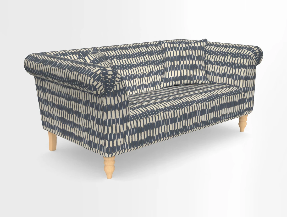 Exbury 3-seater sofa in Frond Stripe Large Storm with scatters in Frond All Over
