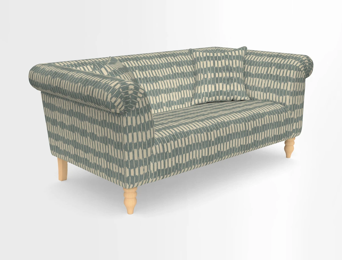 Exbury 3-seater sofa in Frond Stripe Large Storm with scatters in Frond All Over