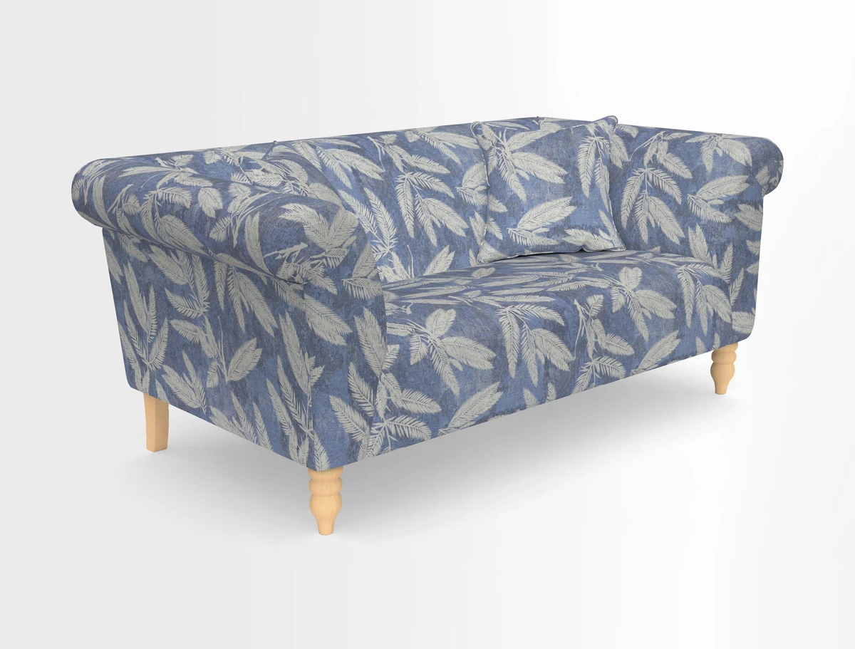 Exbury 3-seater sofa in Frond Stripe Large Storm with scatters in Frond All Over