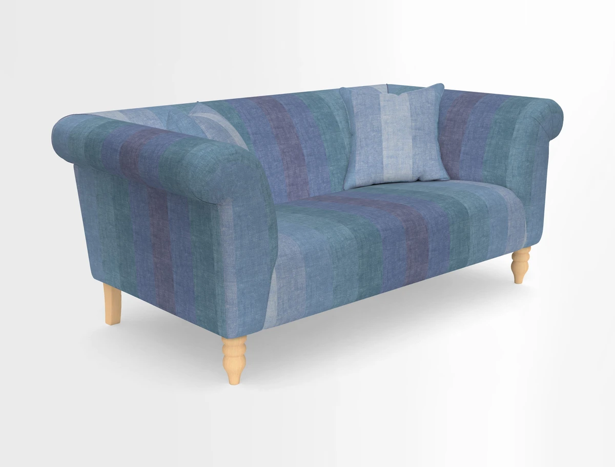 Exbury 3-seater sofa in Frond Stripe Large Storm with scatters in Frond All Over