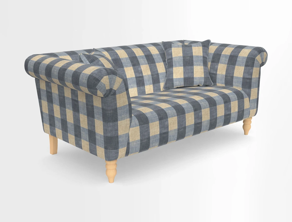 Exbury 3-seater sofa in Frond Stripe Large Storm with scatters in Frond All Over