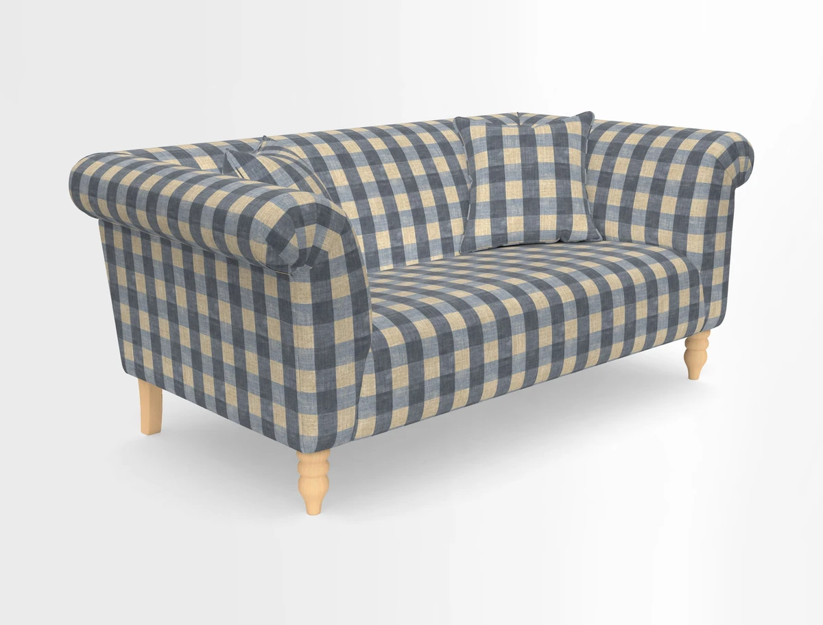 Exbury 3-seater sofa in Frond Stripe Large Storm with scatters in Frond All Over
