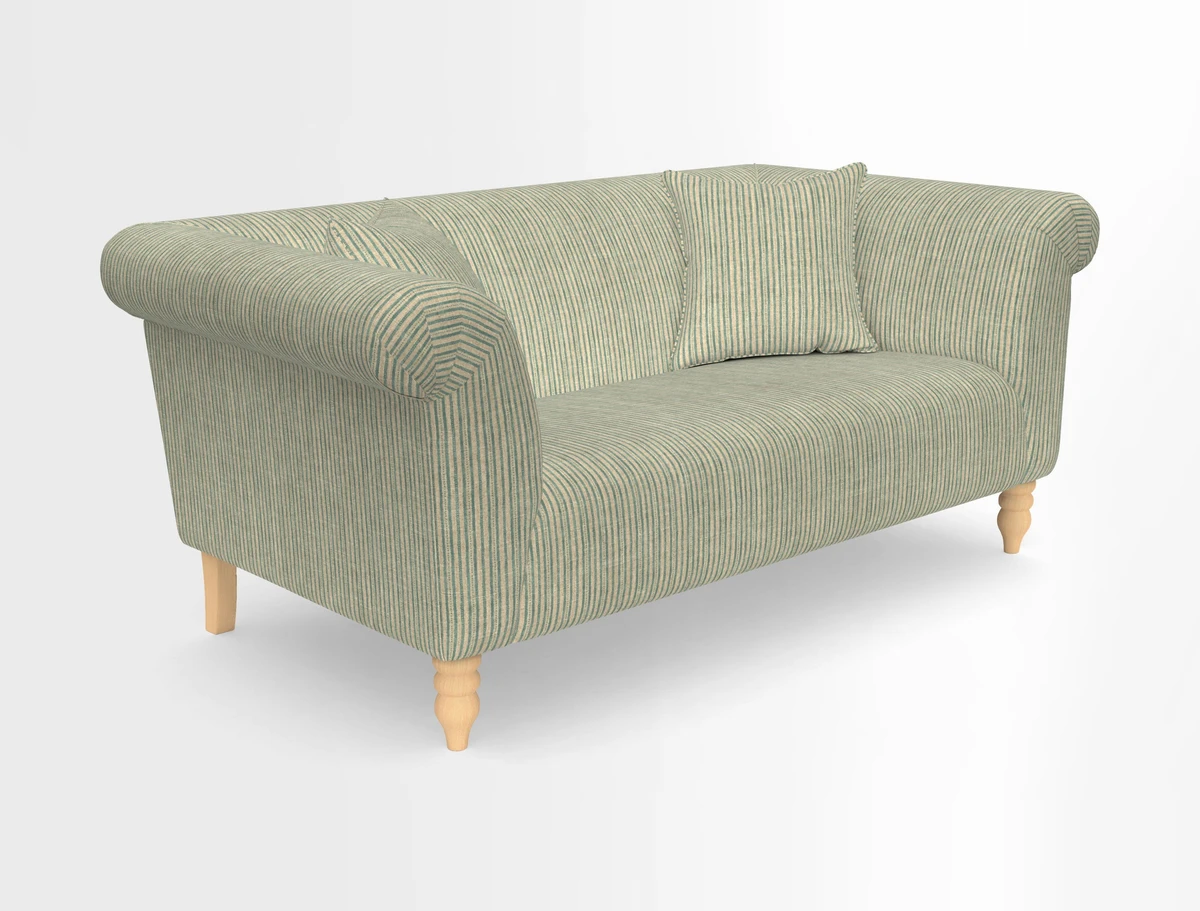 Exbury 3-seater sofa in Frond Stripe Large Storm with scatters in Frond All Over