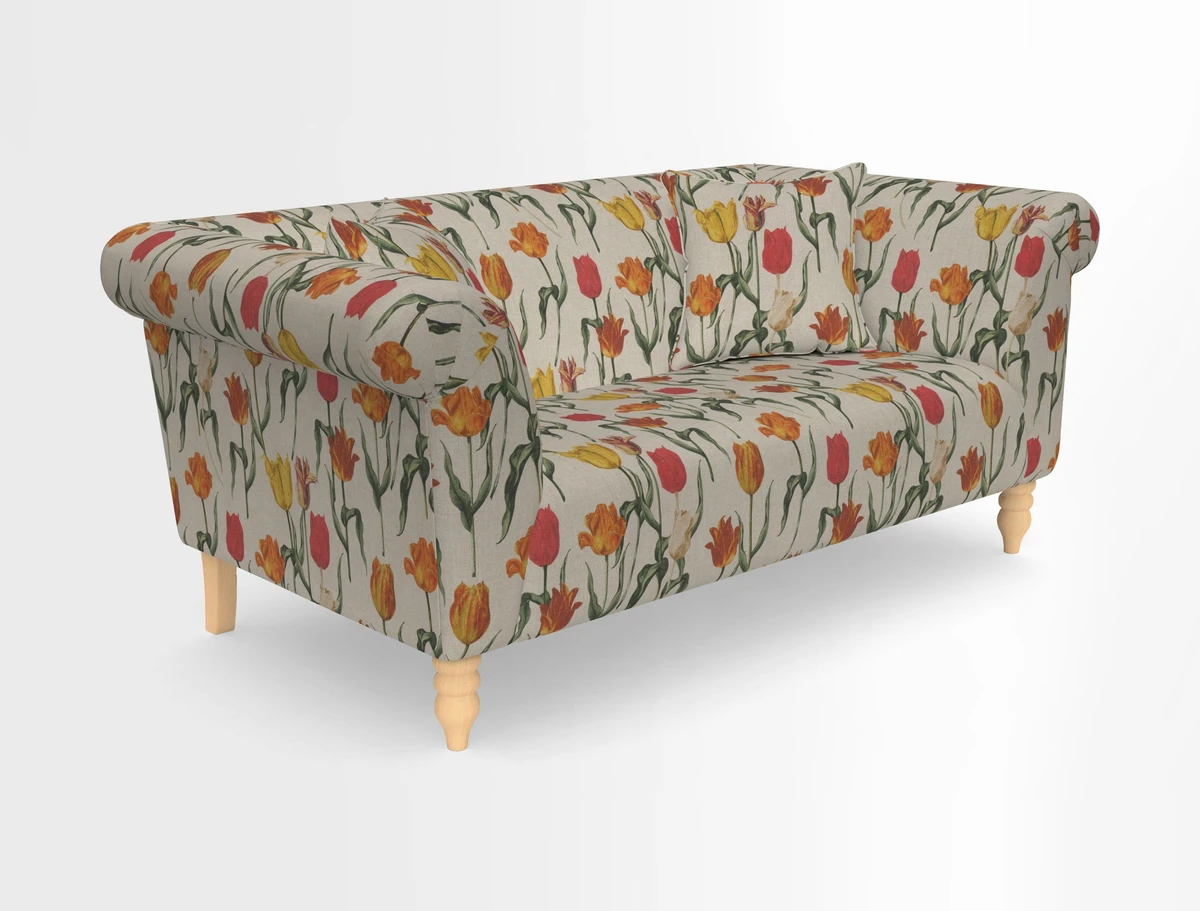 Exbury 3-seater sofa in Frond Stripe Large Storm with scatters in Frond All Over