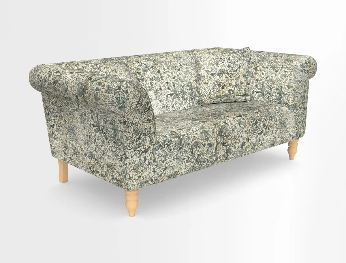 Exbury 3-seater sofa in Frond Stripe Large Storm with scatters in Frond All Over