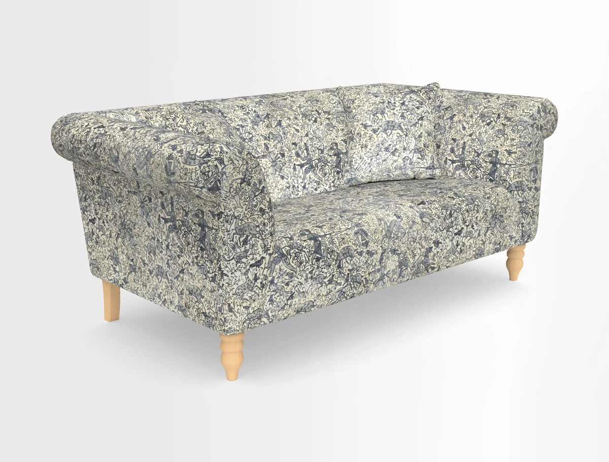 Exbury 3-seater sofa in Frond Stripe Large Storm with scatters in Frond All Over