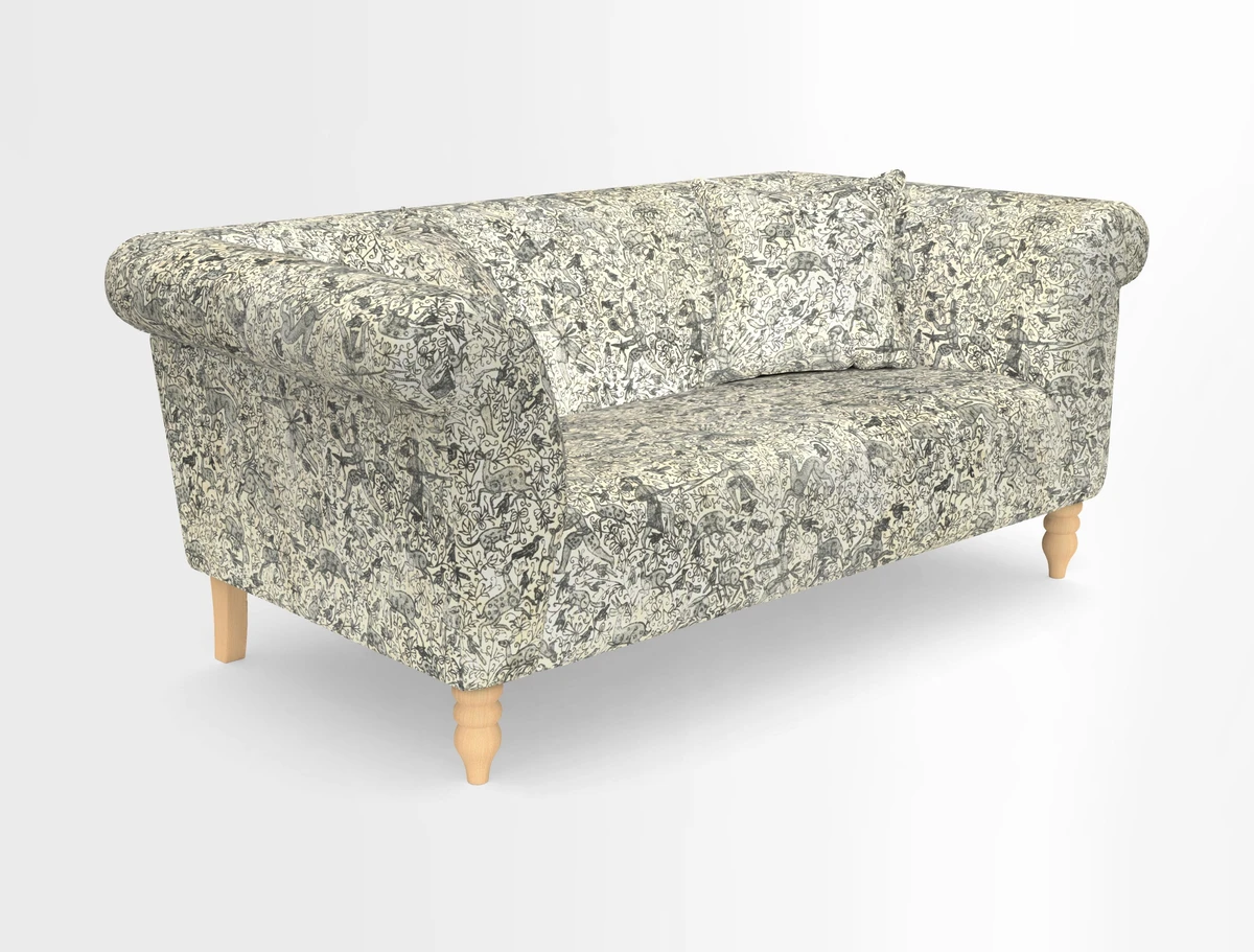 Exbury 3-seater sofa in Frond Stripe Large Storm with scatters in Frond All Over