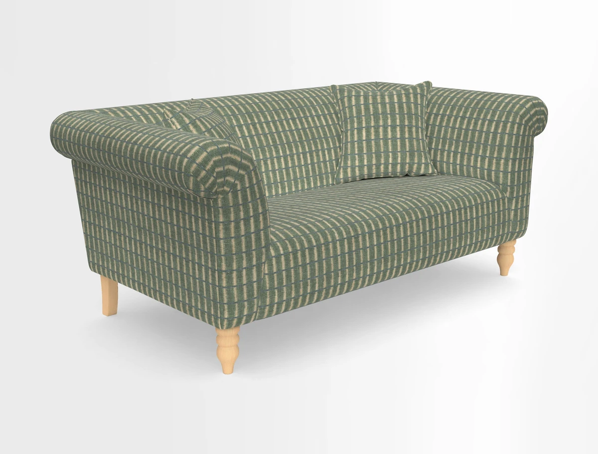 Exbury 3-seater sofa in Frond Stripe Large Storm with scatters in Frond All Over