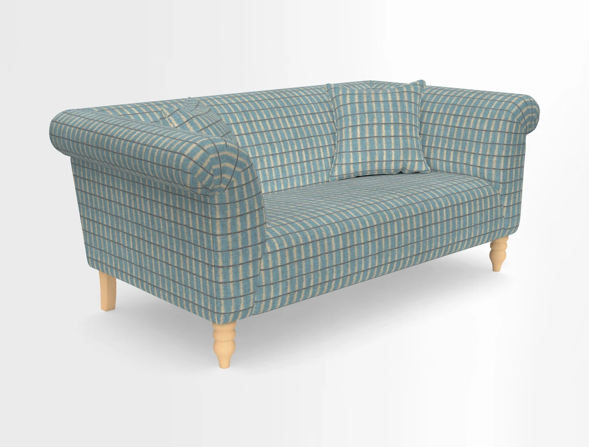 Exbury 3-seater sofa in Frond Stripe Large Storm with scatters in Frond All Over