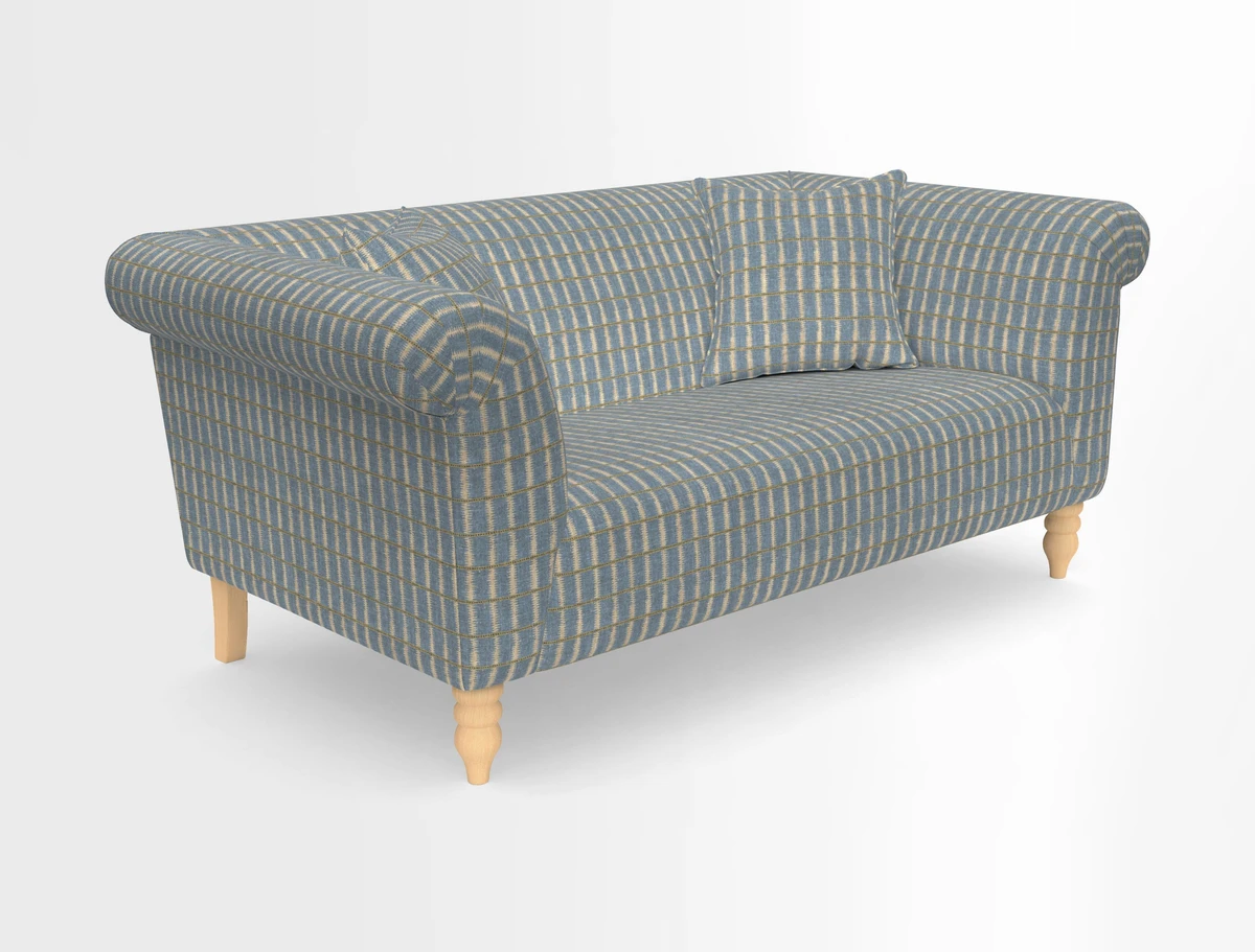 Exbury 3-seater sofa in Frond Stripe Large Storm with scatters in Frond All Over