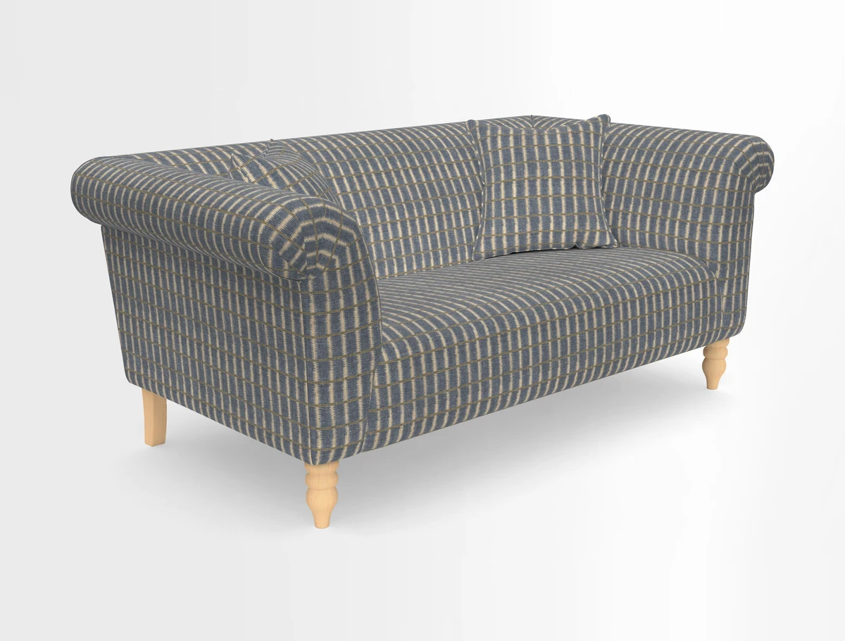 Exbury 3-seater sofa in Frond Stripe Large Storm with scatters in Frond All Over