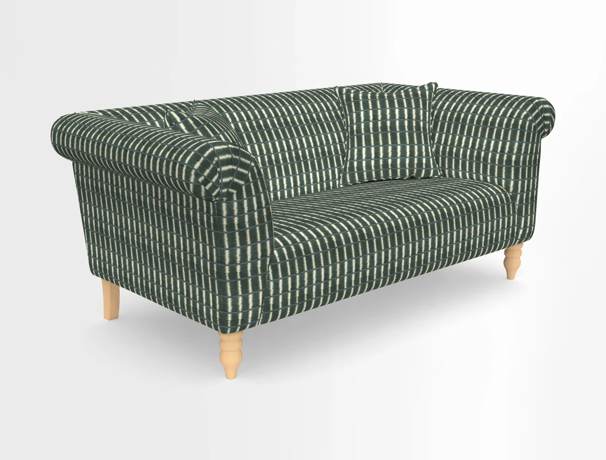 Exbury 3-seater sofa in Frond Stripe Large Storm with scatters in Frond All Over