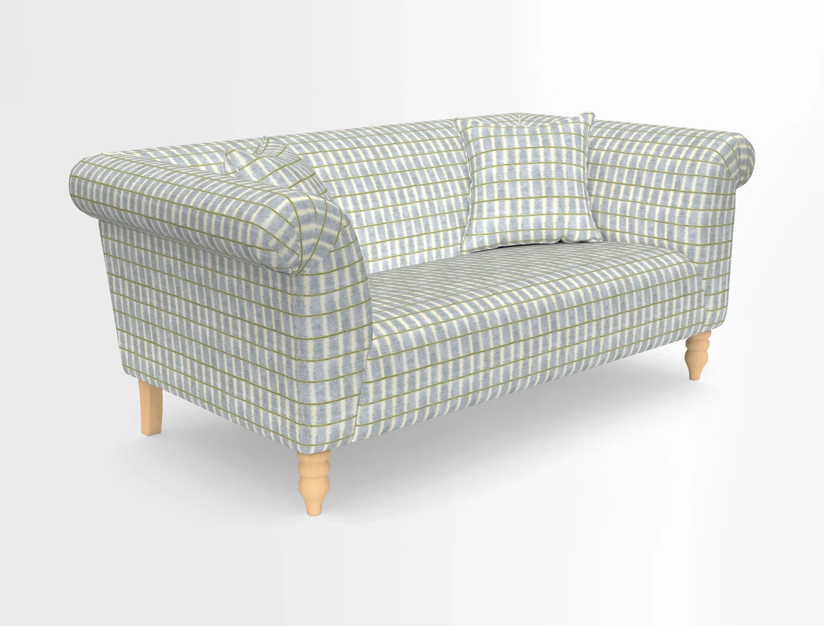 Exbury 3-seater sofa in Frond Stripe Large Storm with scatters in Frond All Over