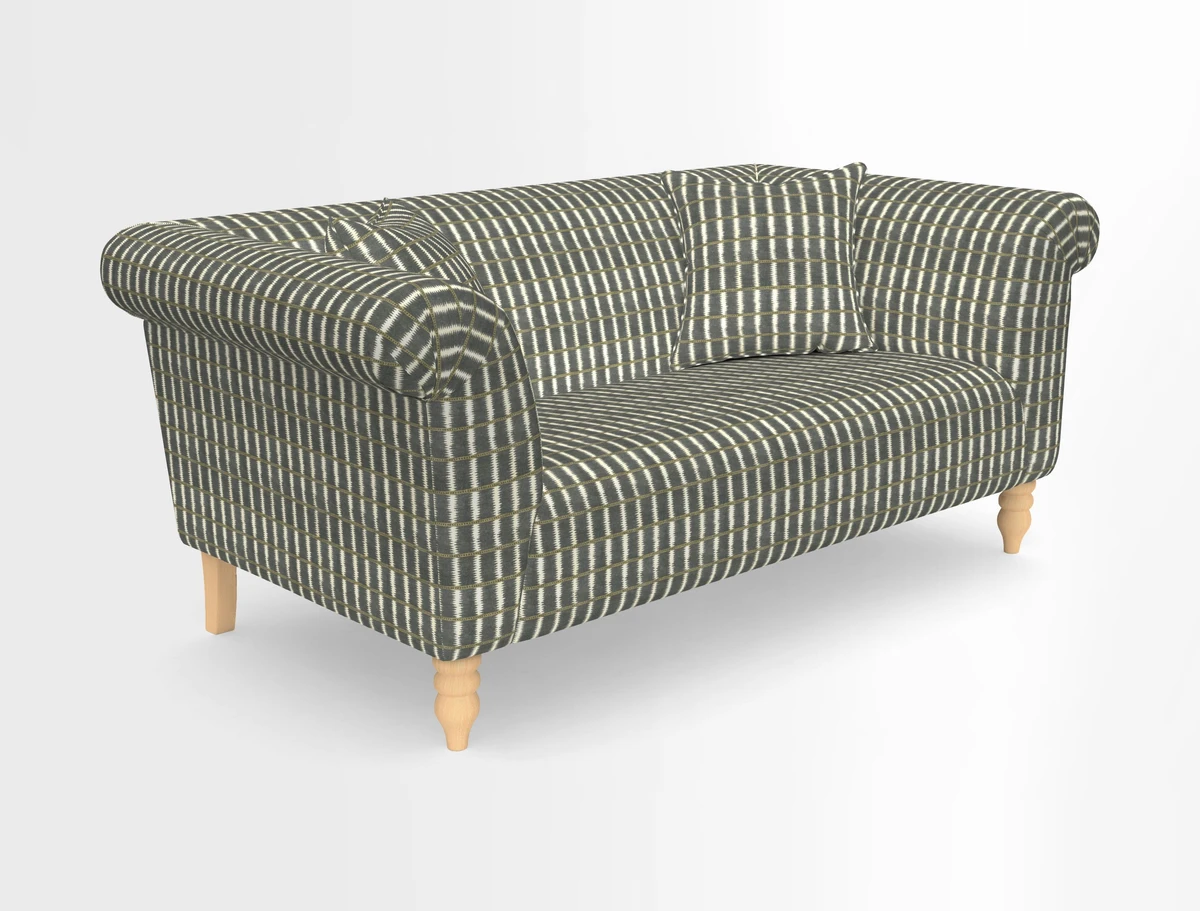 Exbury 3-seater sofa in Frond Stripe Large Storm with scatters in Frond All Over