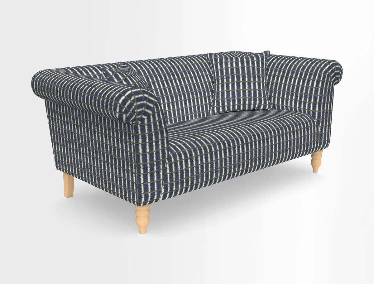 Exbury 3-seater sofa in Frond Stripe Large Storm with scatters in Frond All Over