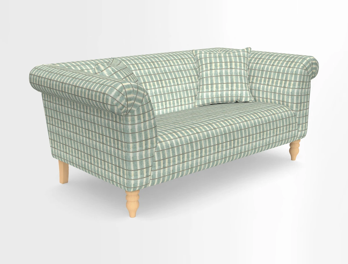 Exbury 3-seater sofa in Frond Stripe Large Storm with scatters in Frond All Over