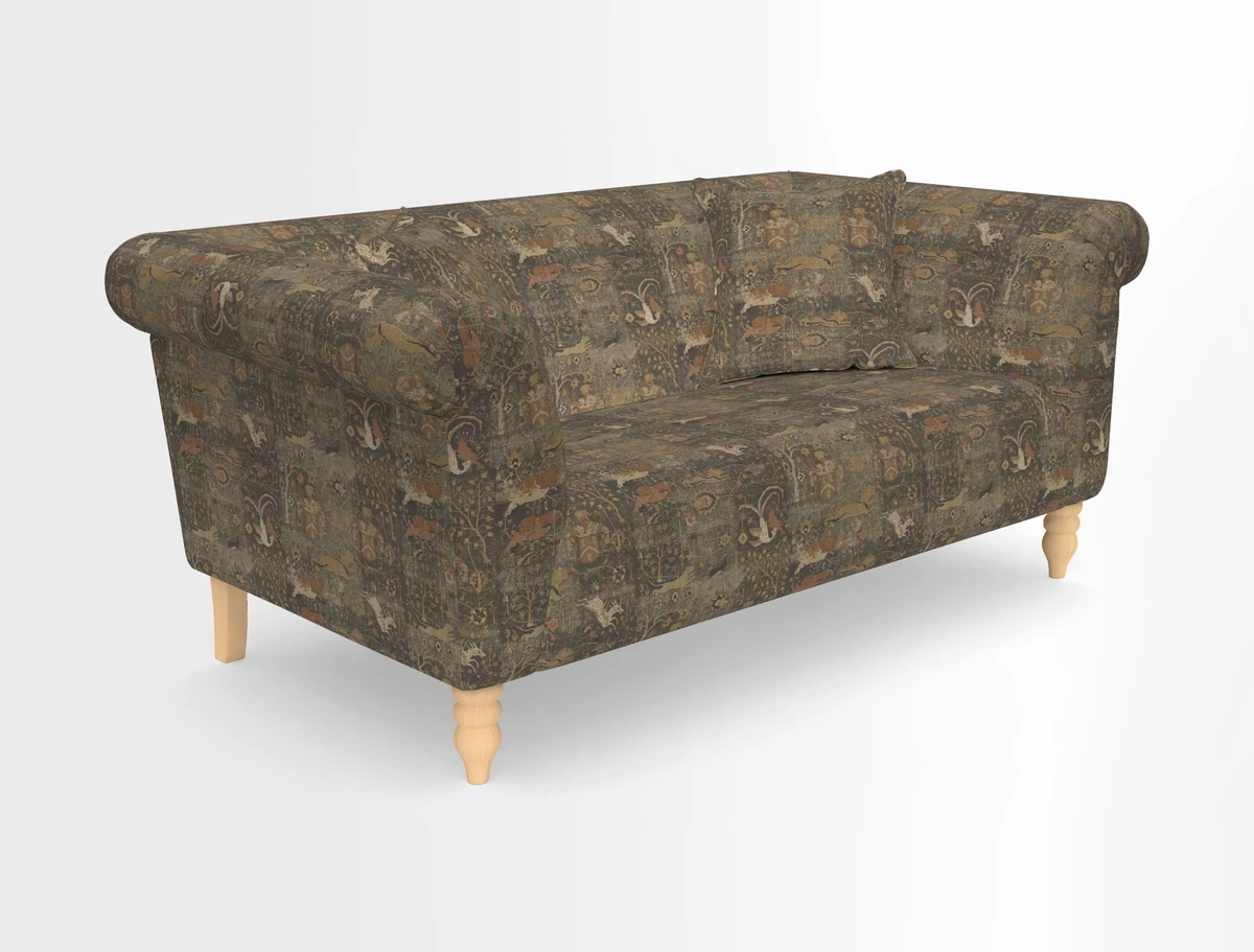 Exbury 3-seater sofa in Frond Stripe Large Storm with scatters in Frond All Over