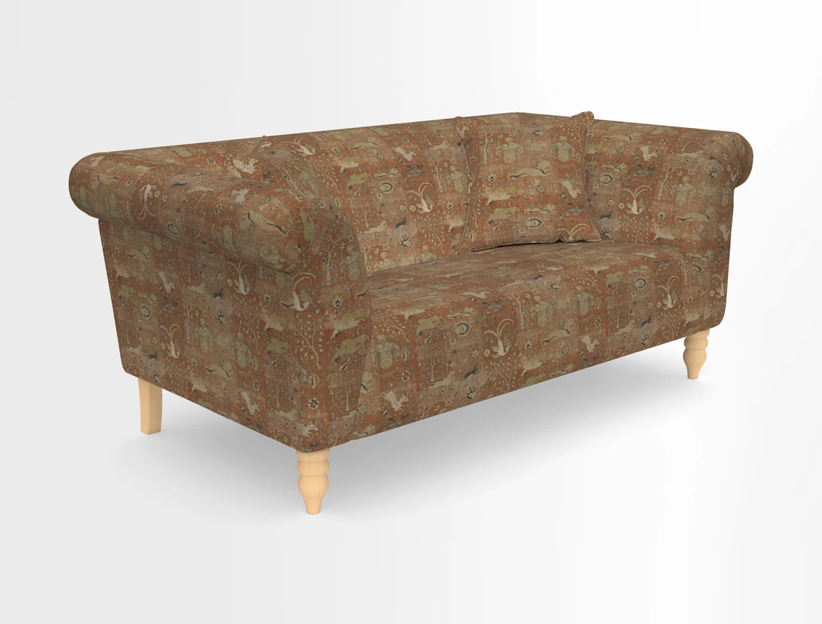 Exbury 3-seater sofa in Frond Stripe Large Storm with scatters in Frond All Over