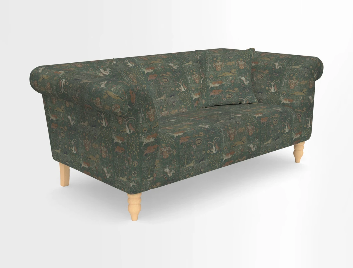 Exbury 3-seater sofa in Frond Stripe Large Storm with scatters in Frond All Over