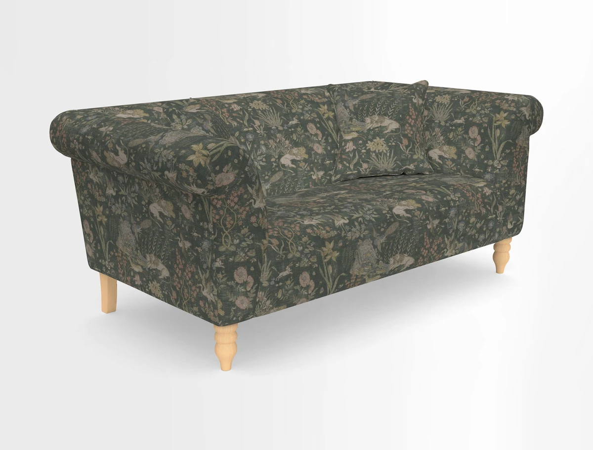 Exbury 3-seater sofa in Frond Stripe Large Storm with scatters in Frond All Over