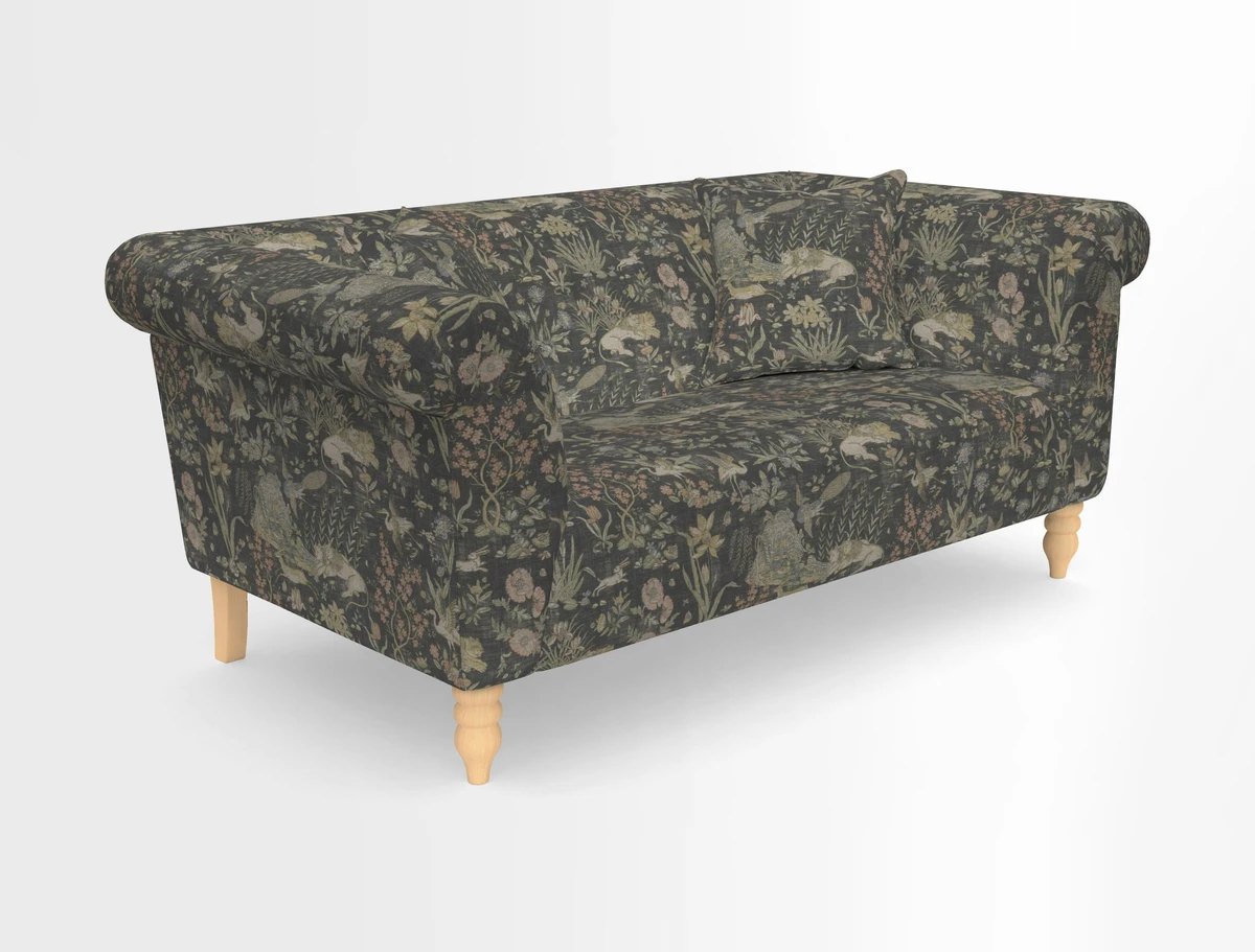 Exbury 3-seater sofa in Frond Stripe Large Storm with scatters in Frond All Over