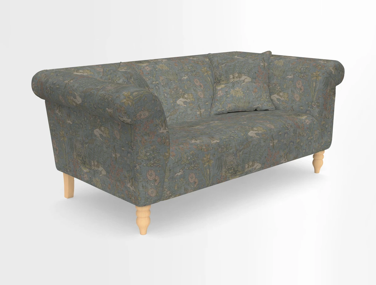 Exbury 3-seater sofa in Frond Stripe Large Storm with scatters in Frond All Over