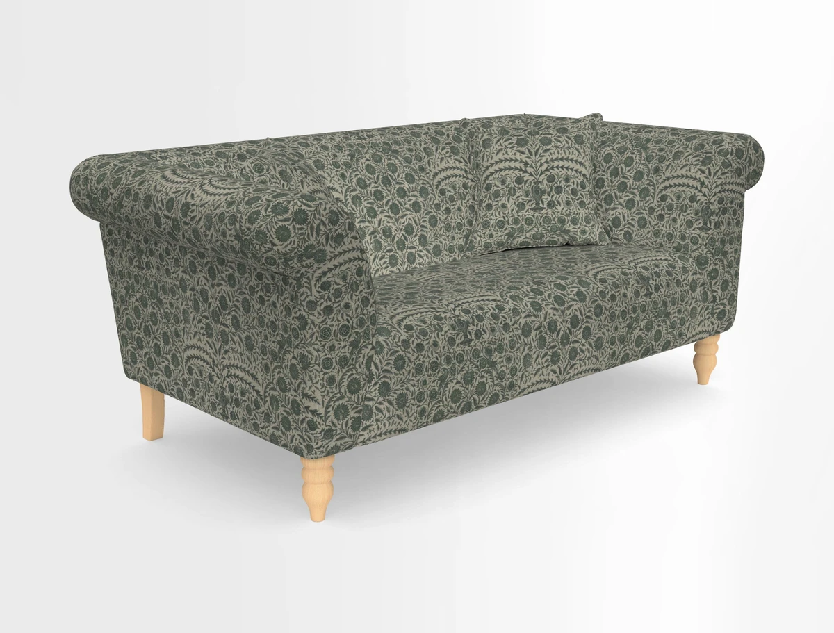 Exbury 3-seater sofa in Frond Stripe Large Storm with scatters in Frond All Over