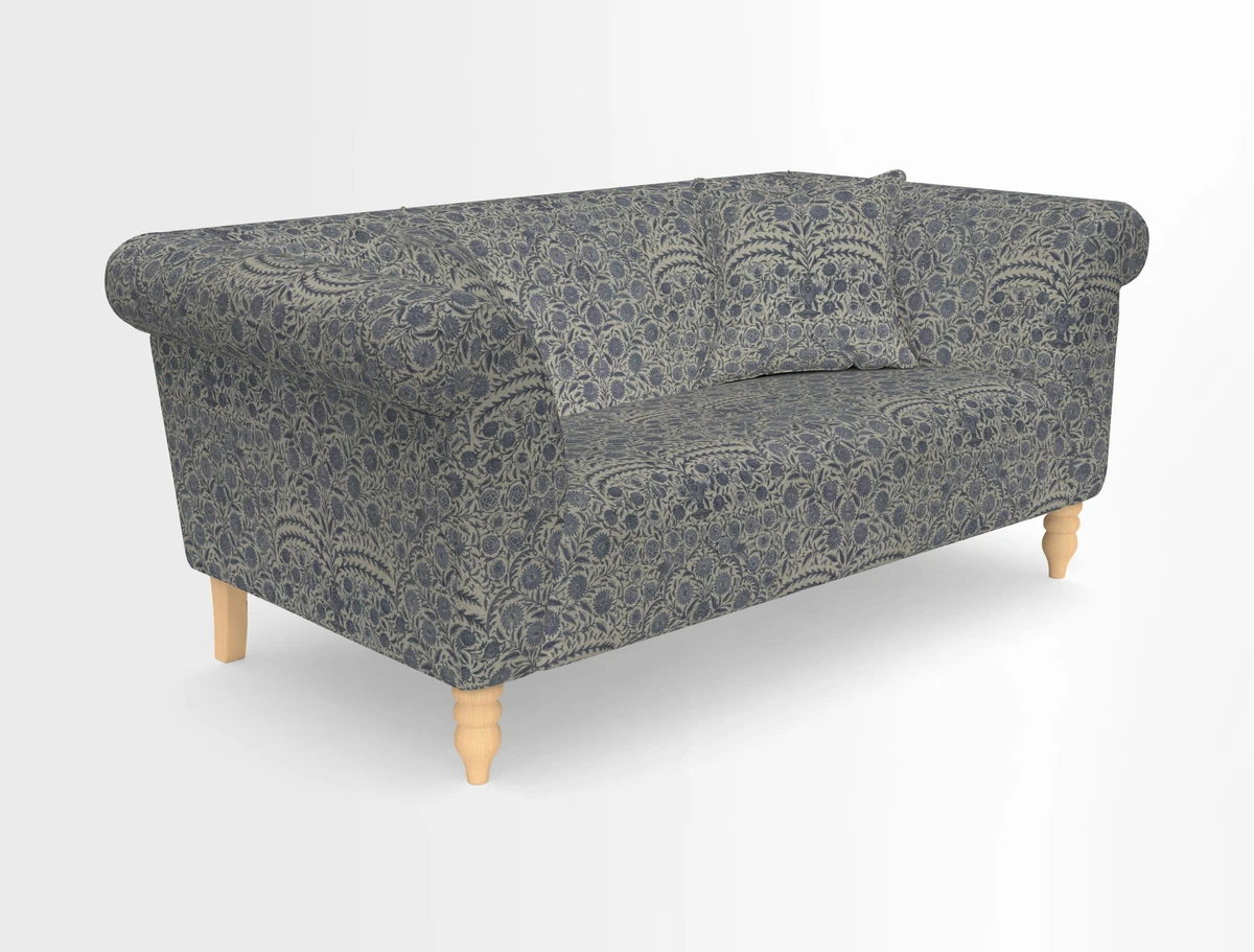 Exbury 3-seater sofa in Frond Stripe Large Storm with scatters in Frond All Over