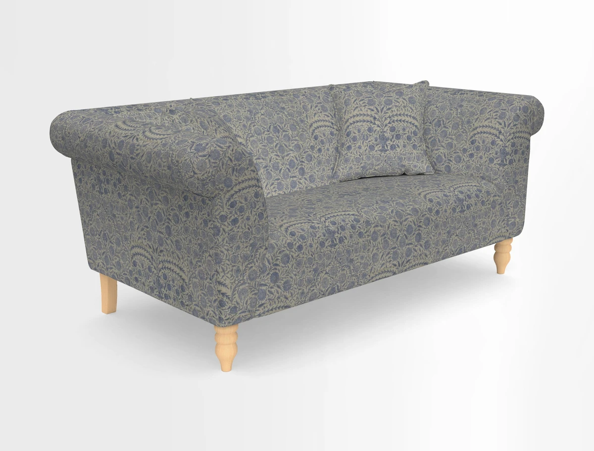Exbury 3-seater sofa in Frond Stripe Large Storm with scatters in Frond All Over