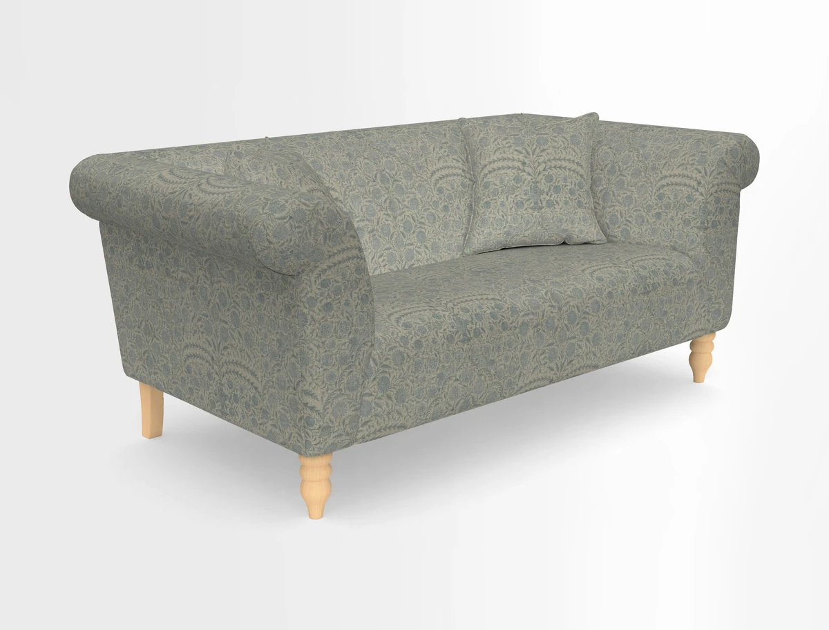 Exbury 3-seater sofa in Frond Stripe Large Storm with scatters in Frond All Over
