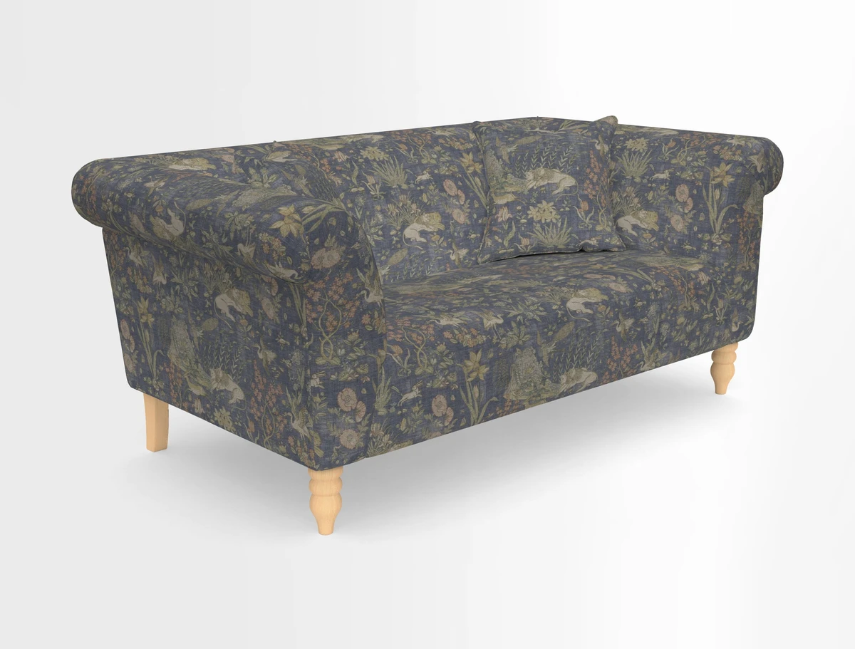 Exbury 3-seater sofa in Frond Stripe Large Storm with scatters in Frond All Over