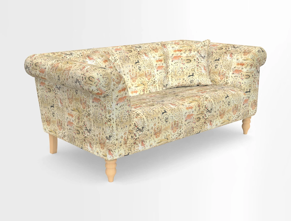 Exbury 3-seater sofa in Frond Stripe Large Storm with scatters in Frond All Over