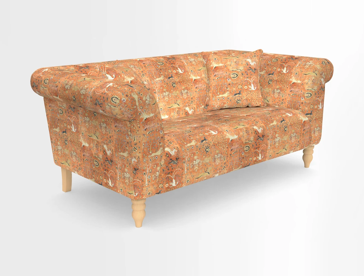 Exbury 3-seater sofa in Frond Stripe Large Storm with scatters in Frond All Over
