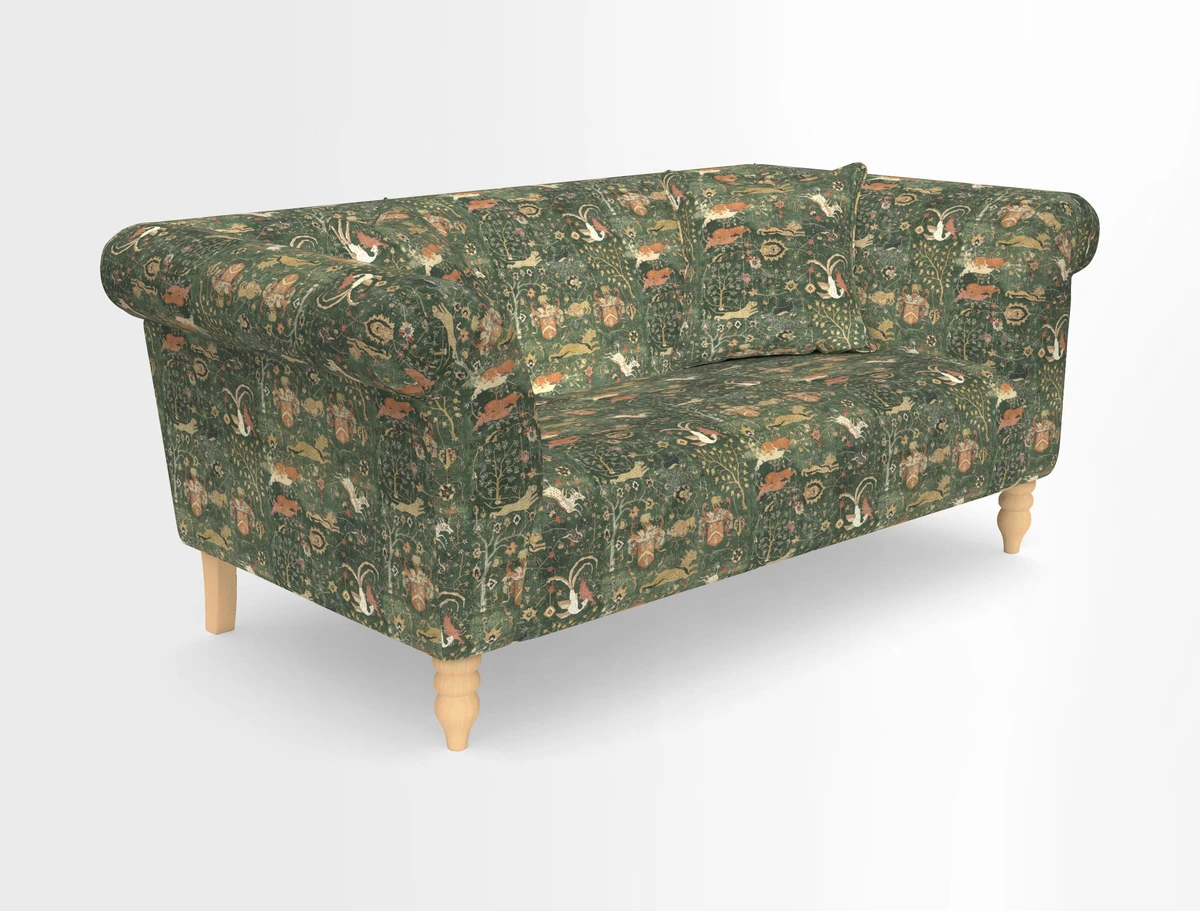 Exbury 3-seater sofa in Frond Stripe Large Storm with scatters in Frond All Over